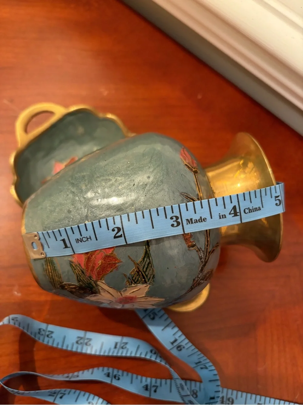 Brass Decorative Floral Vase with Gold Rim